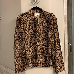 Zip front leopard jacket